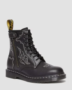 Dr. Martens 1460 Contrasterende Steek Leren Veterlaarzen^ Originals|Nieuw Binnen