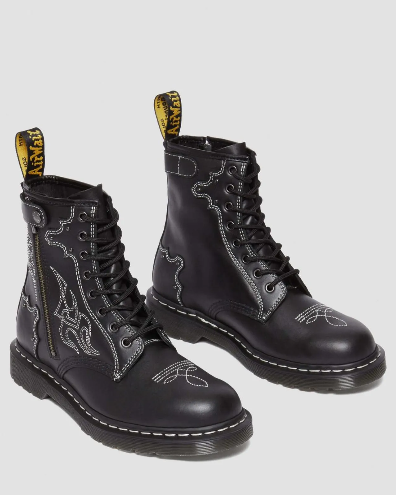 Dr. Martens 1460 Contrasterende Steek Leren Veterlaarzen^ Originals|Nieuw Binnen