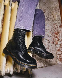 Dr. Martens 1460 lakleren laarzen met reliëf luipaardprint^UNISEX Veterlaarzen|Enkellaarzen