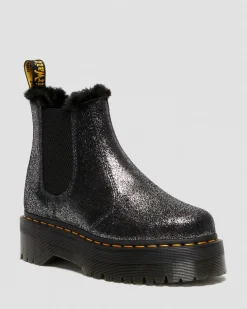 Dr. Martens 2976 Metallic Platform Chelsea Laarzen Met Imitatiebont Voering^WOMENS Dames Sale|Winterlaarzen