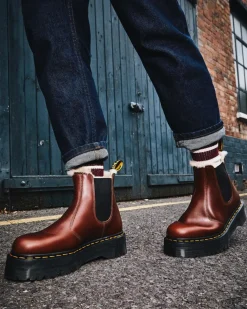 Dr. Martens 2976 Quad Imitatiebont Gevoerde Platform Laarzen^WOMENS Enkellaarzen|Platform Laarzen