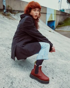 Dr. Martens 2976 Quad Imitatiebont Gevoerde Platform Laarzen^WOMENS Enkellaarzen|Platform Laarzen