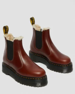 Dr. Martens 2976 Quad Imitatiebont Gevoerde Platform Laarzen^WOMENS Enkellaarzen|Platform Laarzen
