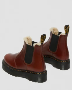Dr. Martens 2976 Quad Imitatiebont Gevoerde Platform Laarzen^WOMENS Enkellaarzen|Platform Laarzen