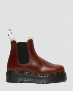 Dr. Martens 2976 Quad Imitatiebont Gevoerde Platform Laarzen^WOMENS Enkellaarzen|Platform Laarzen
