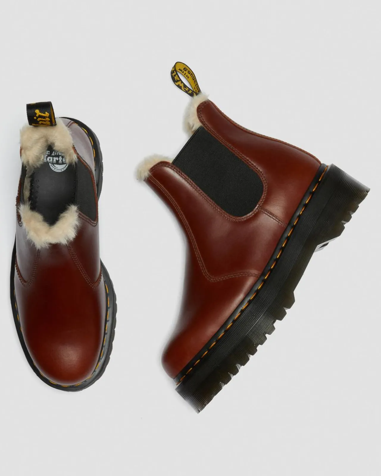 Dr. Martens 2976 Quad Imitatiebont Gevoerde Platform Laarzen^WOMENS Enkellaarzen|Platform Laarzen