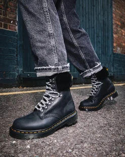 Dr. Martens 1460 Serena Collar Imitatiebont Gevoerde Enkellaarzen^UNISEX Veterlaarzen|Enkellaarzen