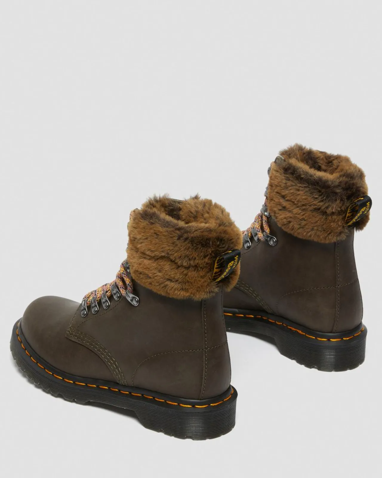 Dr. Martens 1460 Serena Collar Imitatiebont Gevoerde Enkellaarzen^UNISEX Veterlaarzen|Enkellaarzen