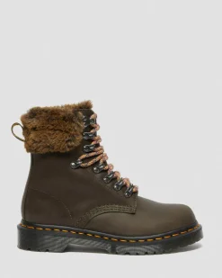 Dr. Martens 1460 Serena Collar Imitatiebont Gevoerde Enkellaarzen^UNISEX Veterlaarzen|Enkellaarzen