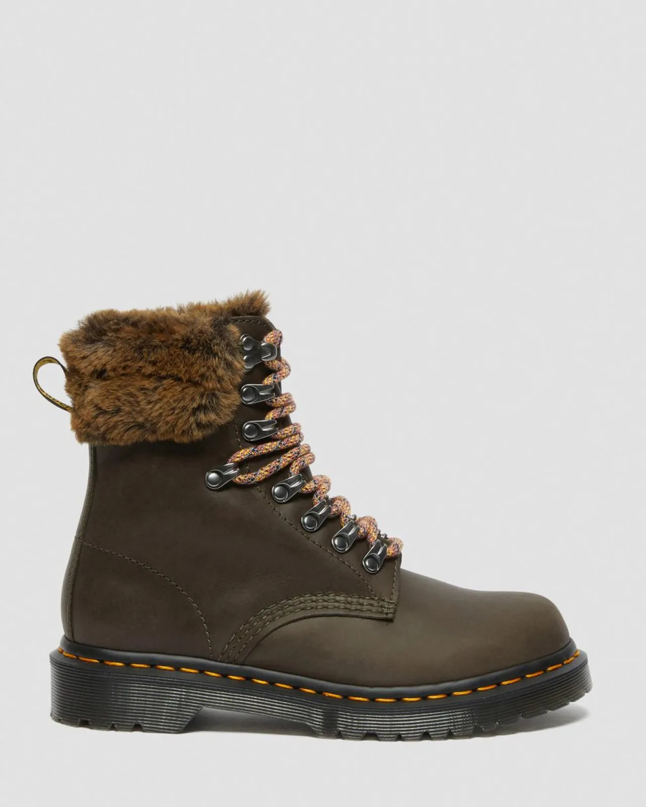Dr. Martens 1460 Serena Collar Imitatiebont Gevoerde Enkellaarzen^UNISEX Veterlaarzen|Enkellaarzen