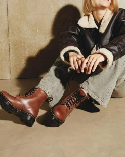 Dr. Martens 1460 Serena Imitatiebont Gevoerde Leren Veterlaarzen^WOMENS Veterlaarzen|Enkellaarzen