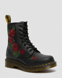 Dr. Martens 1490 Vonda Rose Leren Veterlaarzen met Bloemenprint^UNISEX Veterlaarzen|Enkellaarzen