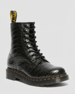 Dr. Martens 1460 Wild Croc Leren Veterlaarzen^WOMENS Veterlaarzen|Enkellaarzen