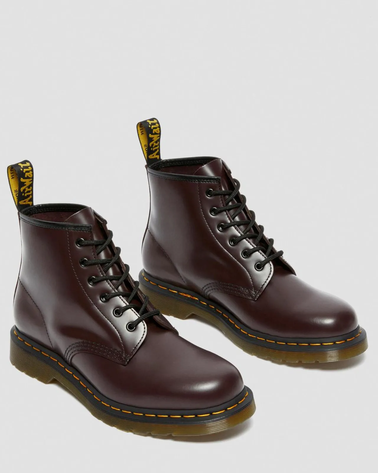 Dr. Martens 101 Yellow Stitch Smooth Leren Enkellaarzen^WOMENS Enkellaarzen|Veterlaarzen