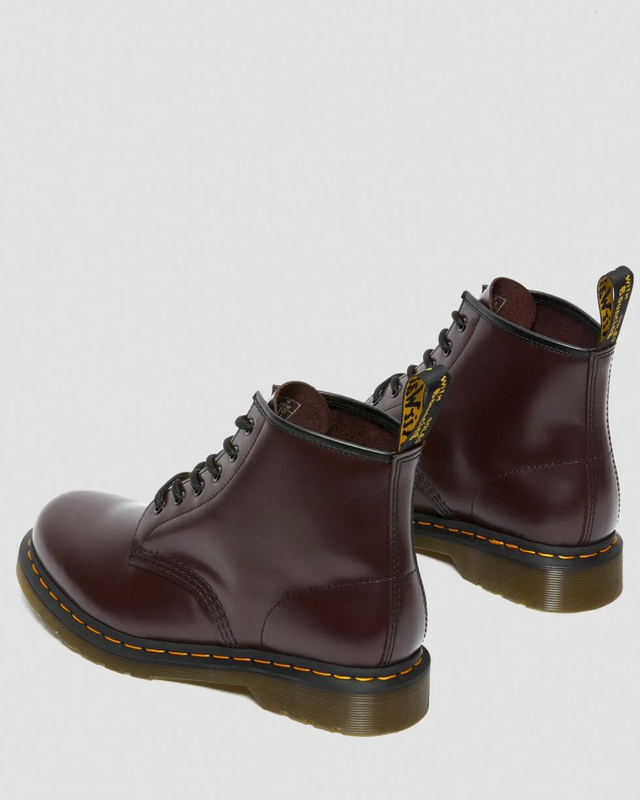 Dr. Martens 101 Yellow Stitch Smooth Leren Enkellaarzen^WOMENS Enkellaarzen|Veterlaarzen