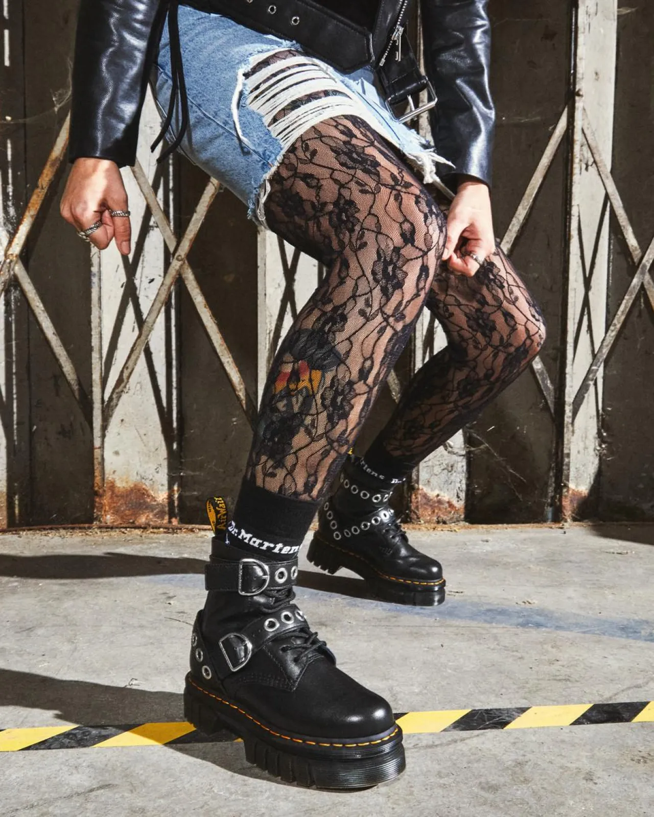 Dr. Martens Audrick Hardware Leren Platform Laarzen^WOMENS Platform Laarzen