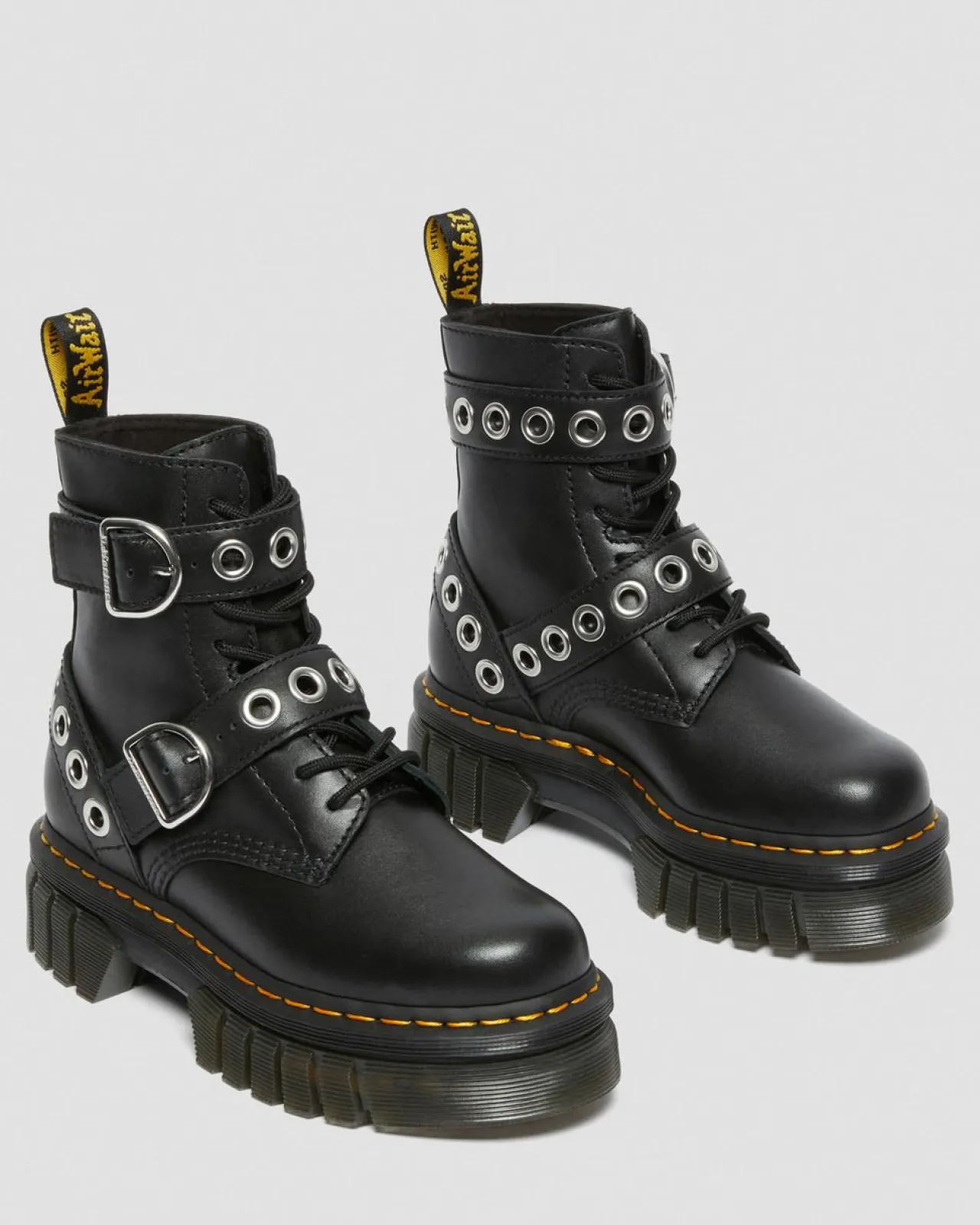 Dr. Martens Audrick Hardware Leren Platform Laarzen^WOMENS Platform Laarzen