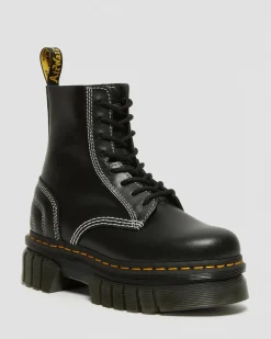 Dr. Martens Audrick 8i Witte Steek Leren Platform Laarzen^UNISEX Platform Laarzen
