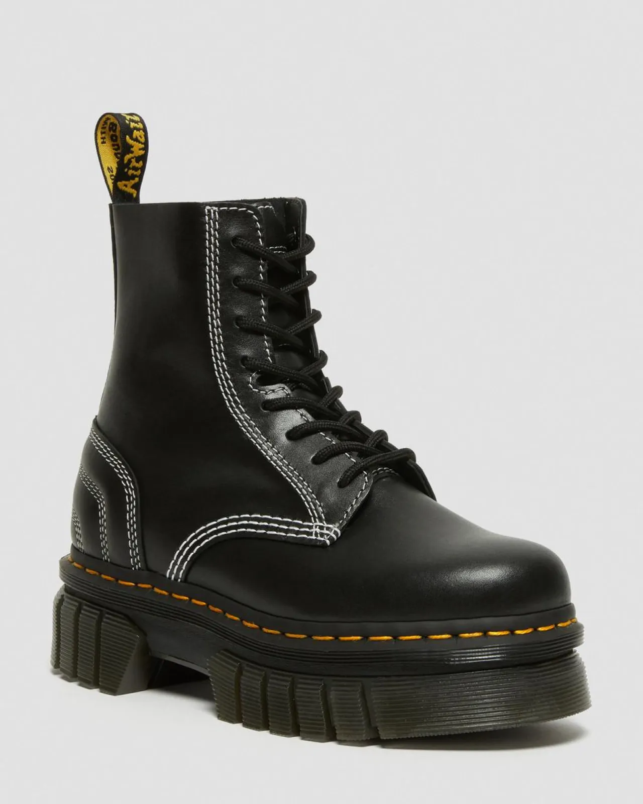 Dr. Martens Audrick 8i Witte Steek Leren Platform Laarzen^UNISEX Platform Laarzen