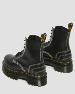 Dr. Martens Audrick 8i Witte Steek Leren Platform Laarzen^UNISEX Platform Laarzen