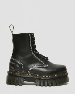 Dr. Martens Audrick 8i Witte Steek Leren Platform Laarzen^UNISEX Platform Laarzen