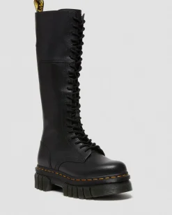Dr. Martens Audrick Leren Kniehoge Platformlaarzen met 20 veterogen^WOMENS Hoge Laarzen|Veterlaarzen