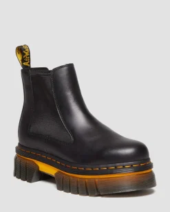 Dr. Martens Audrick Leren Platform Chelsea Boots met Contrasterende Zool^WOMENS Enkellaarzen|Chelsea Boots