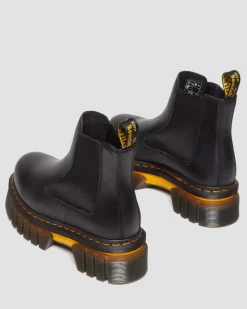 Dr. Martens Audrick Leren Platform Chelsea Boots met Contrasterende Zool^WOMENS Enkellaarzen|Chelsea Boots