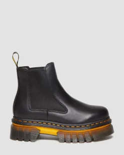 Dr. Martens Audrick Leren Platform Chelsea Boots met Contrasterende Zool^WOMENS Enkellaarzen|Chelsea Boots