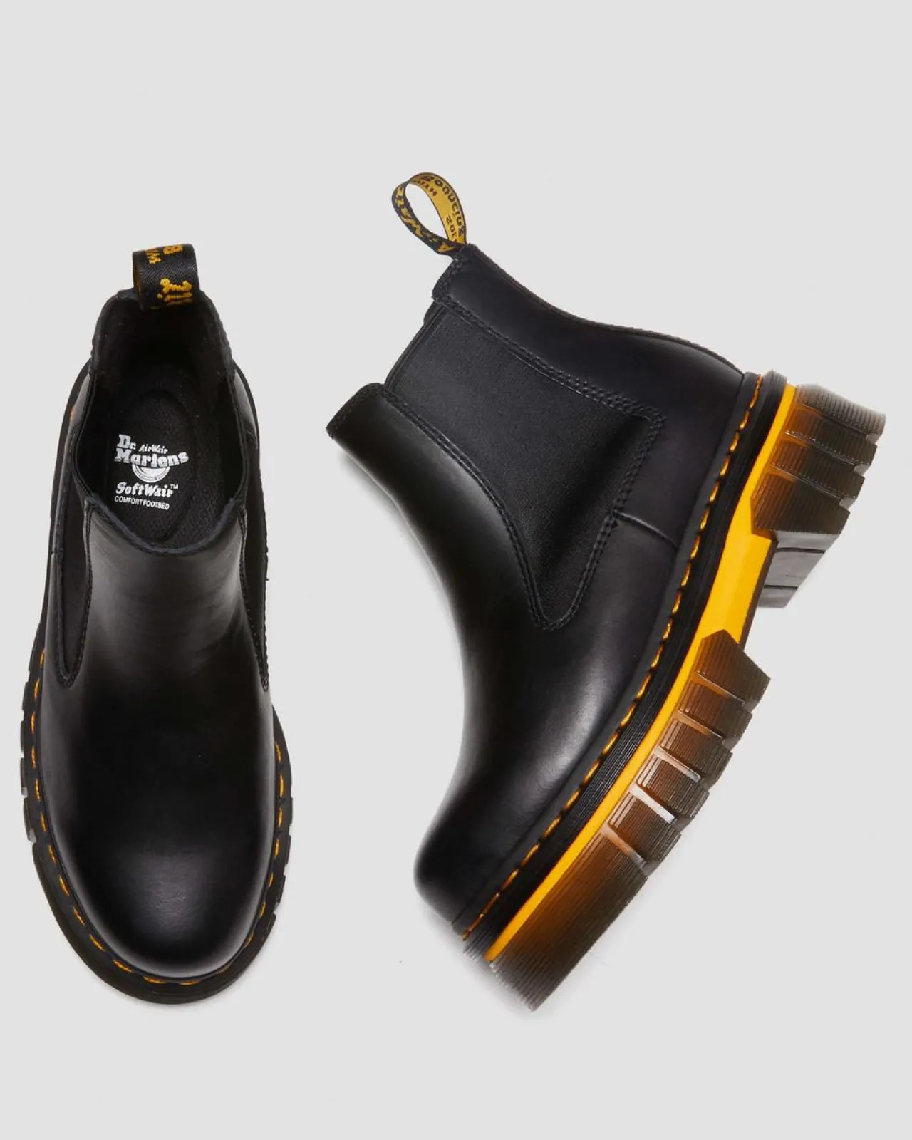 Dr. Martens Audrick Leren Platform Chelsea Boots met Contrasterende Zool^WOMENS Enkellaarzen|Chelsea Boots