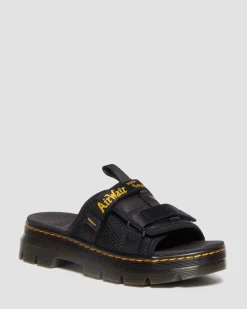 Dr. Martens Ayce Logo Gemalen Leren Platform Slippers met Band^UNISEX Sandalen|Schoenen