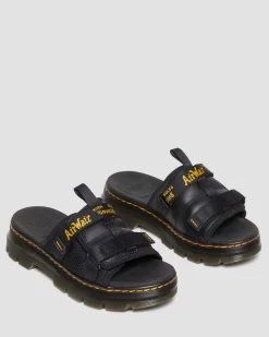 Dr. Martens Ayce Logo Gemalen Leren Platform Slippers met Band^UNISEX Sandalen|Schoenen