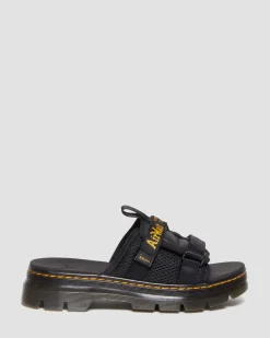 Dr. Martens Ayce Logo Gemalen Leren Platform Slippers met Band^UNISEX Sandalen|Schoenen