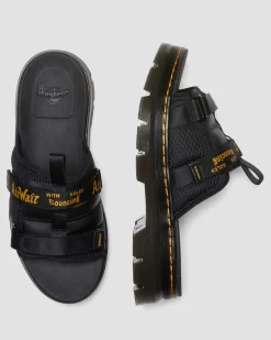 Dr. Martens Ayce Logo Gemalen Leren Platform Slippers met Band^UNISEX Sandalen|Schoenen