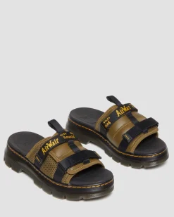 Dr. Martens Ayce Logo Gemalen Leren Platform Slippers met Band^UNISEX Sandalen|Lichte Sandalen