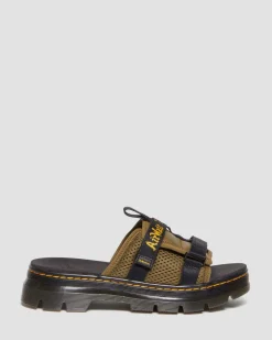 Dr. Martens Ayce Logo Gemalen Leren Platform Slippers met Band^UNISEX Sandalen|Lichte Sandalen