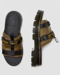 Dr. Martens Ayce Logo Gemalen Leren Platform Slippers met Band^UNISEX Sandalen|Lichte Sandalen