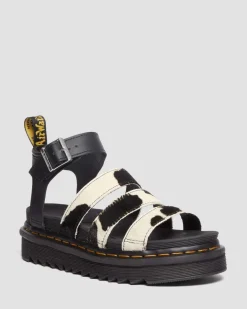 Dr. Martens Blaire Hair-On Koeienprint Sandalen^WOMENS Lichte Sandalen|Gladiator Sandalen