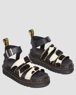 Dr. Martens Blaire Hair-On Koeienprint Sandalen^WOMENS Lichte Sandalen|Gladiator Sandalen