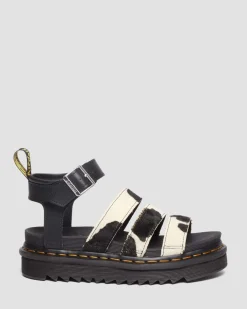 Dr. Martens Blaire Hair-On Koeienprint Sandalen^WOMENS Lichte Sandalen|Gladiator Sandalen