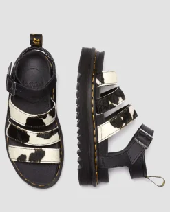 Dr. Martens Blaire Hair-On Koeienprint Sandalen^WOMENS Lichte Sandalen|Gladiator Sandalen
