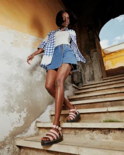 Dr. Martens Blaire Pisa Leren Platform Sandalen met Band^WOMENS Dames Sale|Gladiator Sandalen