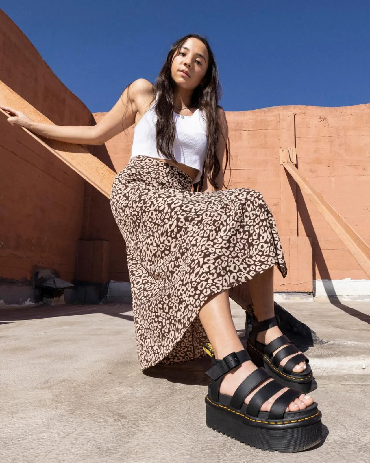 Dr. Martens Blaire Quad Hydro Leren Platform Gladiator Sandalen^WOMENS Lichte Sandalen|Platform Sandalen