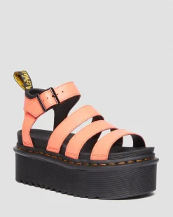 Dr. Martens Blaire Quad Pisa Leren Platform Sandalen met Band^UNISEX Dames Sale|Lichte Sandalen
