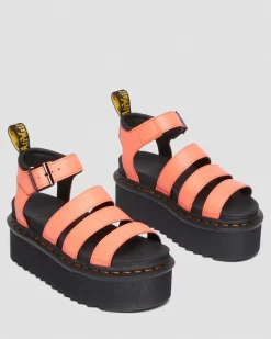 Dr. Martens Blaire Quad Pisa Leren Platform Sandalen met Band^UNISEX Dames Sale|Lichte Sandalen