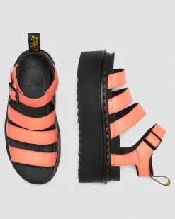 Dr. Martens Blaire Quad Pisa Leren Platform Sandalen met Band^UNISEX Dames Sale|Lichte Sandalen