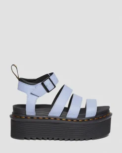 Dr. Martens Blaire Quad Pisa Leren Platform Sandalen met Band^UNISEX Dames Sale|Lichte Sandalen