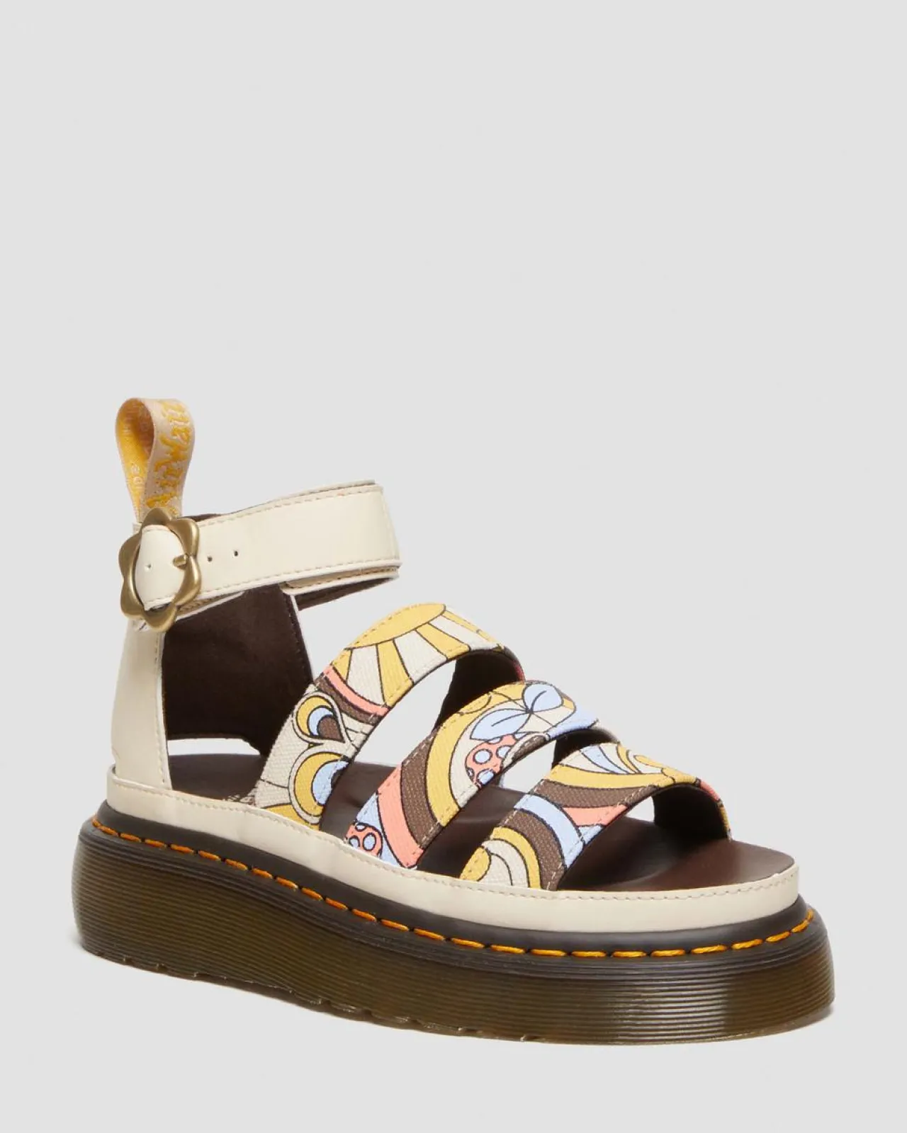 Dr. Martens Clarissa II Quad Retro Canvas Vegan Platform Sandalen met Riem^UNISEX Vegan|Platform Sandalen