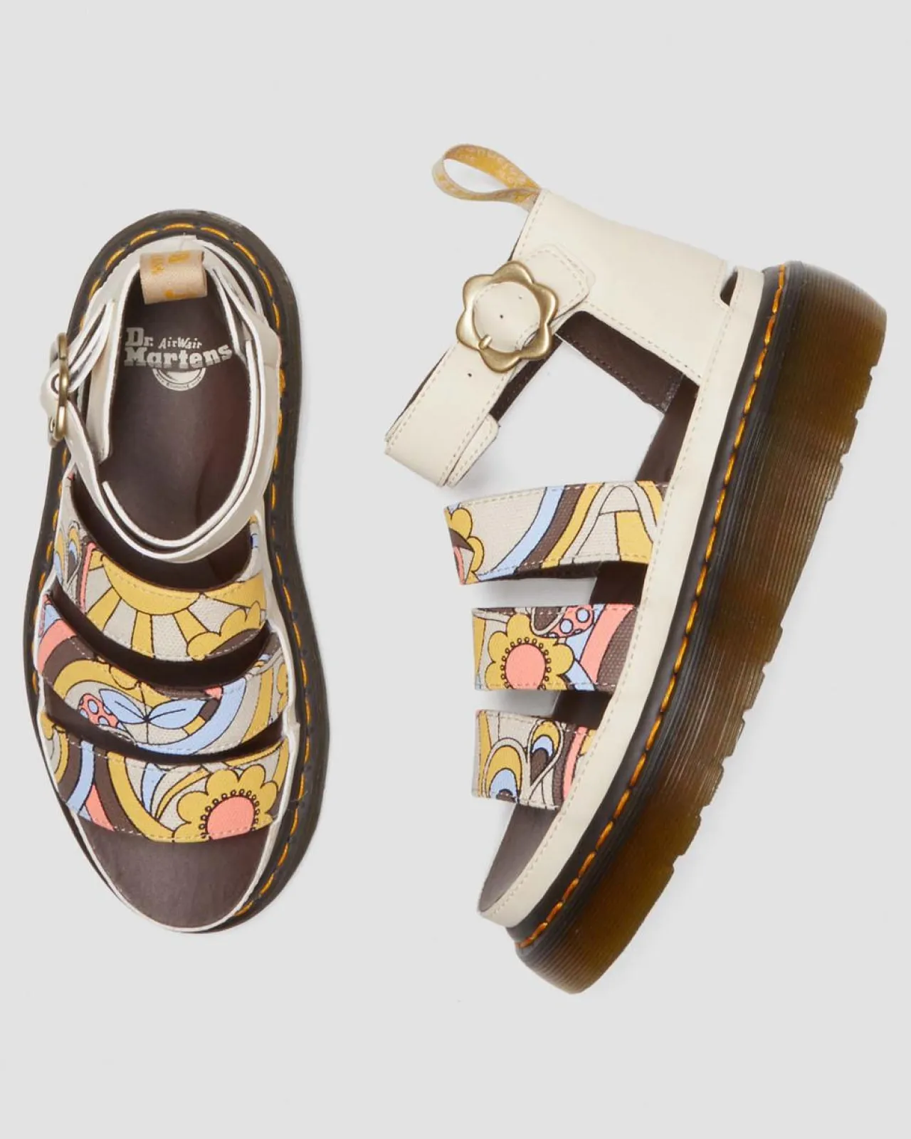 Dr. Martens Clarissa II Quad Retro Canvas Vegan Platform Sandalen met Riem^UNISEX Vegan|Platform Sandalen