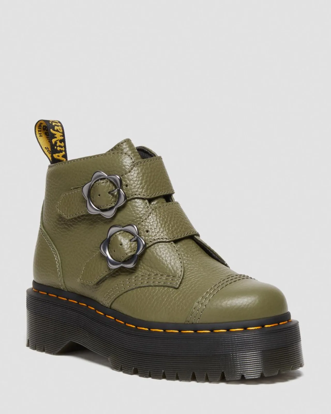Dr. Martens Devon Bloemengesp Gemalen Nappa Leren Platformlaarzen^WOMENS Zachte Leren Laarzen